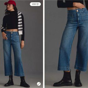 The Colette Denim Cropped Wide-Leg Jeans by Maeve / Anthropologie